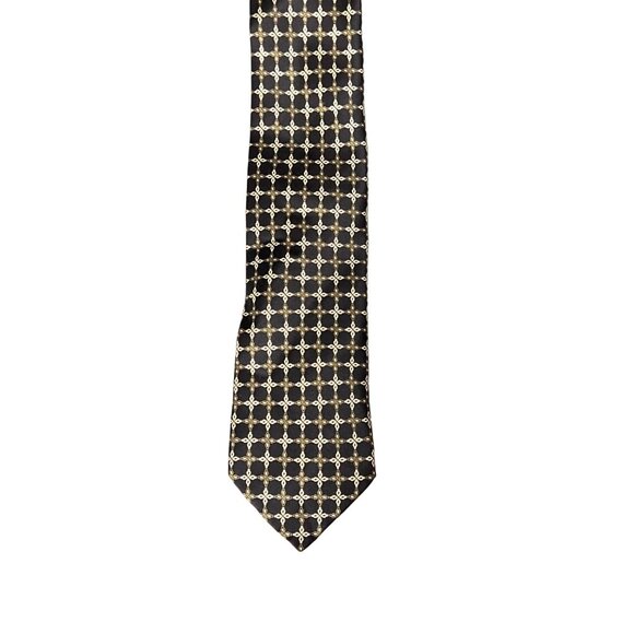 Brioni Mens Black Gold Geometric Silk Classic Mens Tie